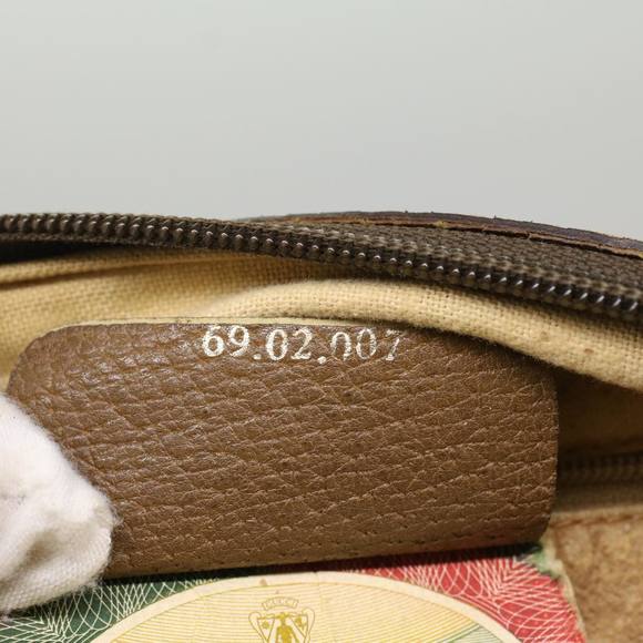 GUCCI GG Canvas Web Sherry Line Boston Bag PVC Leather Beige Green Auth yk7856 - Picture 12 of 16